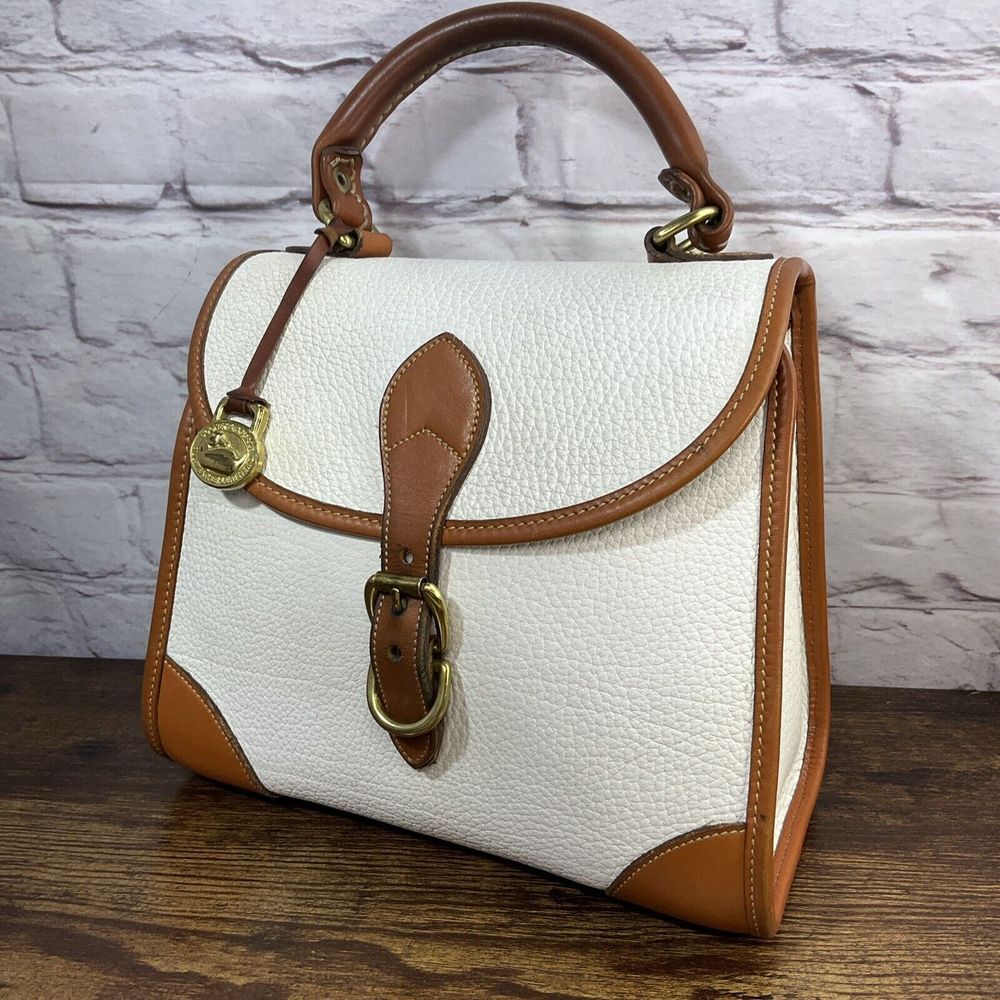 Dooney & Bourke Vintage All Weather Leather Hand Bag Doctor Ivory White EUC